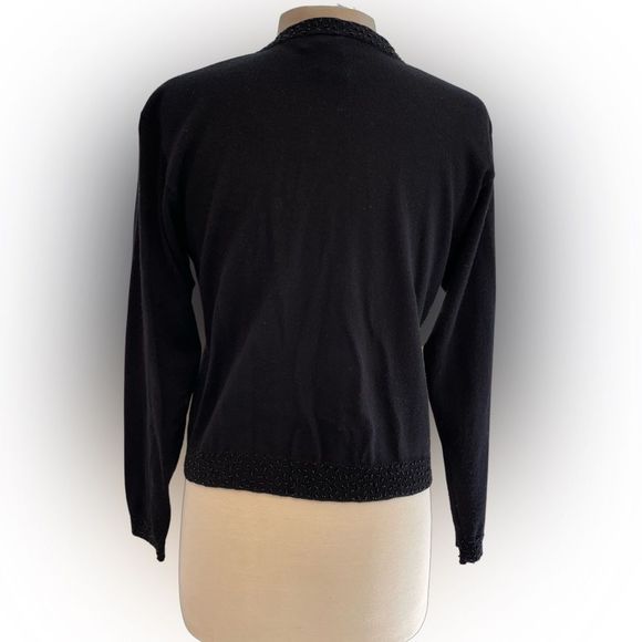Saville Black Beaded Sweater with Button Up front - Picture 2 of 6